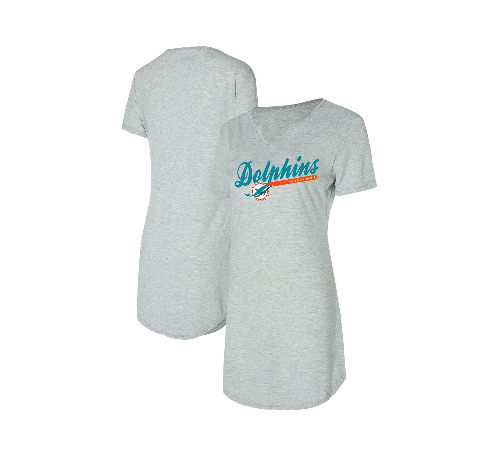 Concepts Sport Women's Gray Miami Dolphins Petition Knit Nightshirt