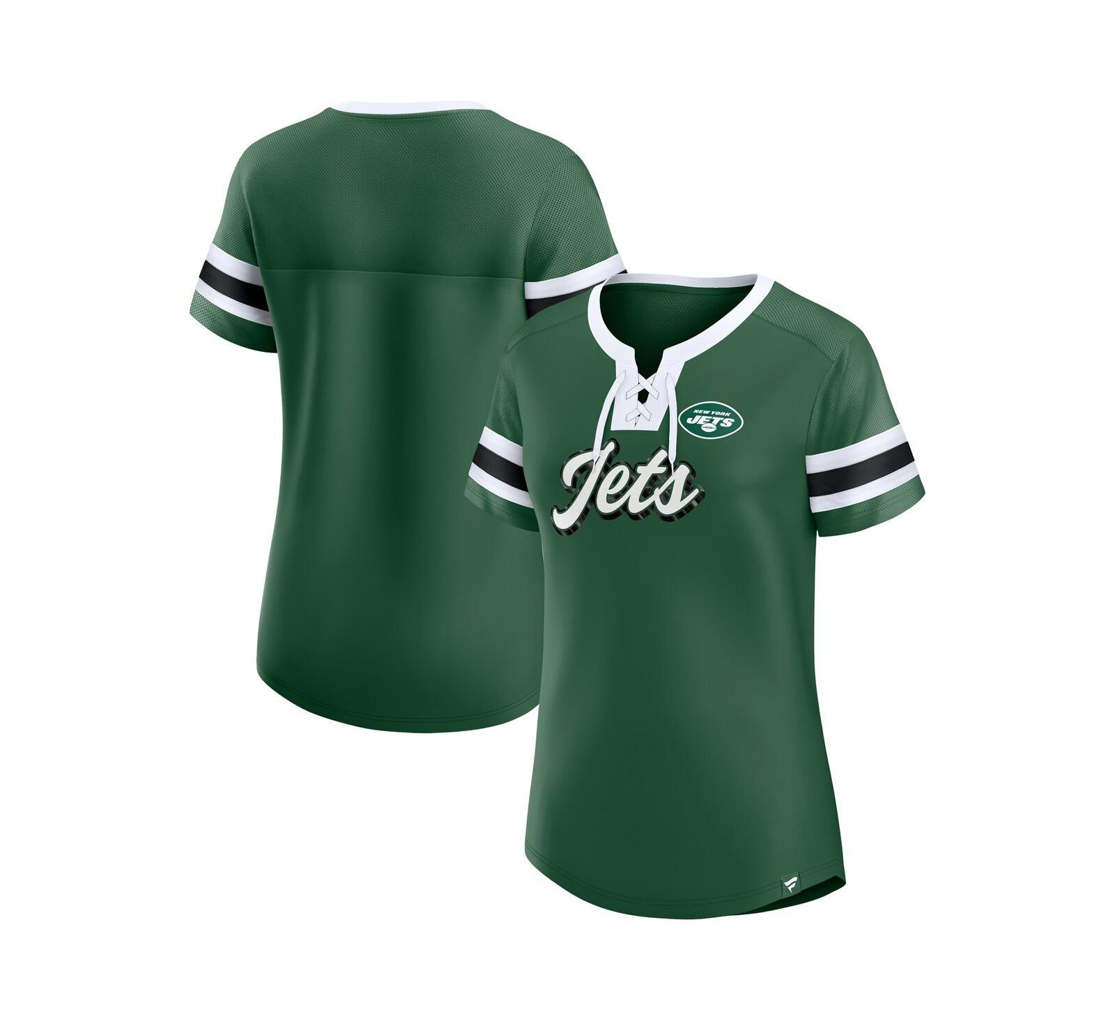 Fanatics Женская зеленая футболка New York Jets Original State с завязками