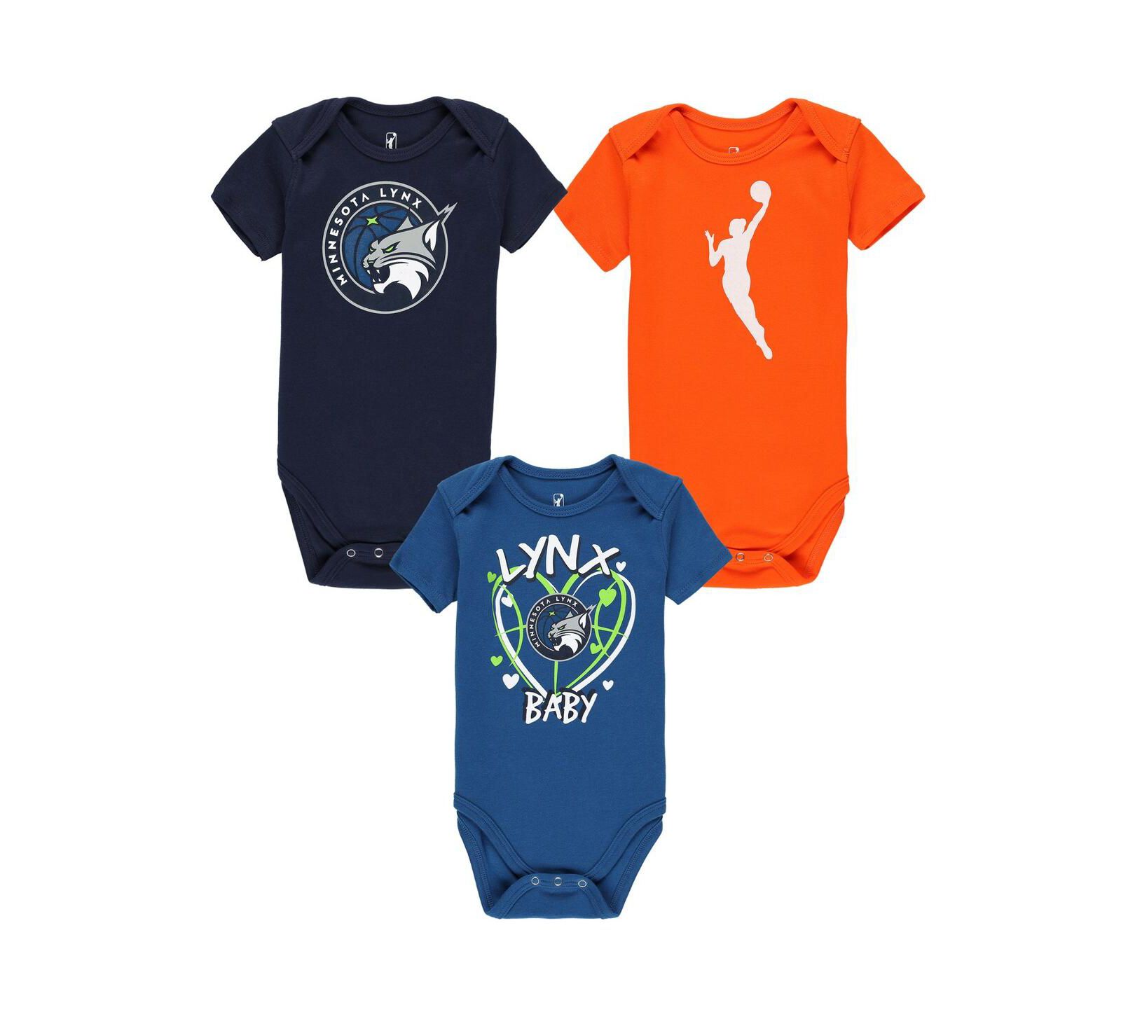 Outerstuff Baby Boys and Girls 3-Pack Minnesota Lynx Slide Home Creeper Set