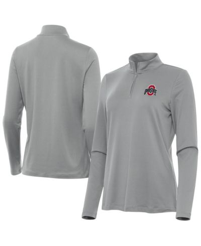 Женская толстовка Antigua Gray Ohio State Buckeyes Reprocess Quarter-Zip Sweatshirt