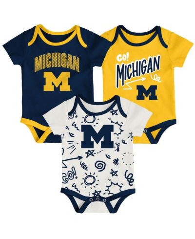 Outerstuff Baby Boys and Girls Outerstuff Michigan Wolverines All Day Play 3-Piece Bodysuit Set