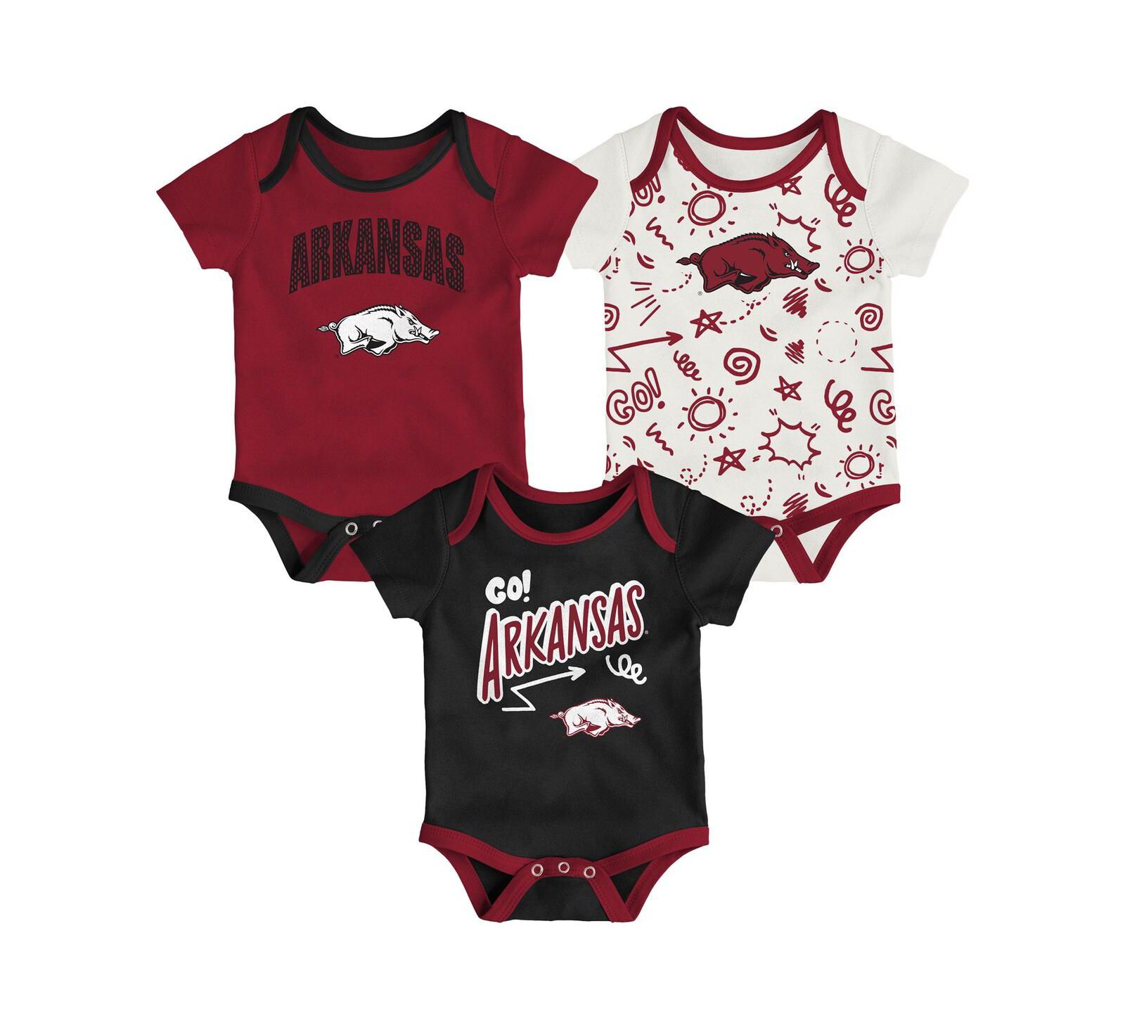 Комплект боди Outerstuff для малышей (мальчиков и девочек) 3 шт. Arkansas Razorbacks для активных игр