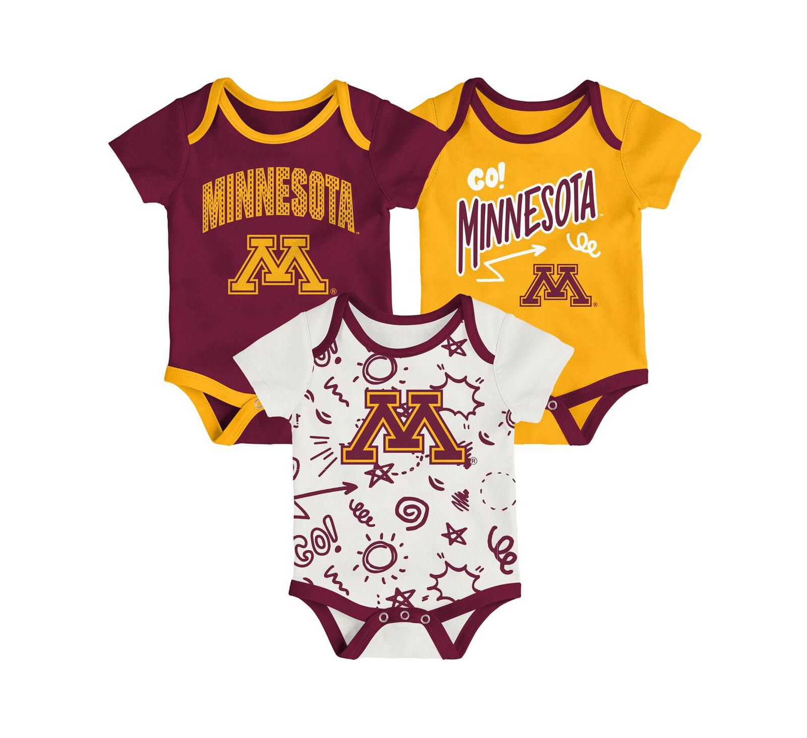 Комплект боди Outerstuff для малышей (мальчики и девочки), 3 штуки, Minnesota Golden Gophers