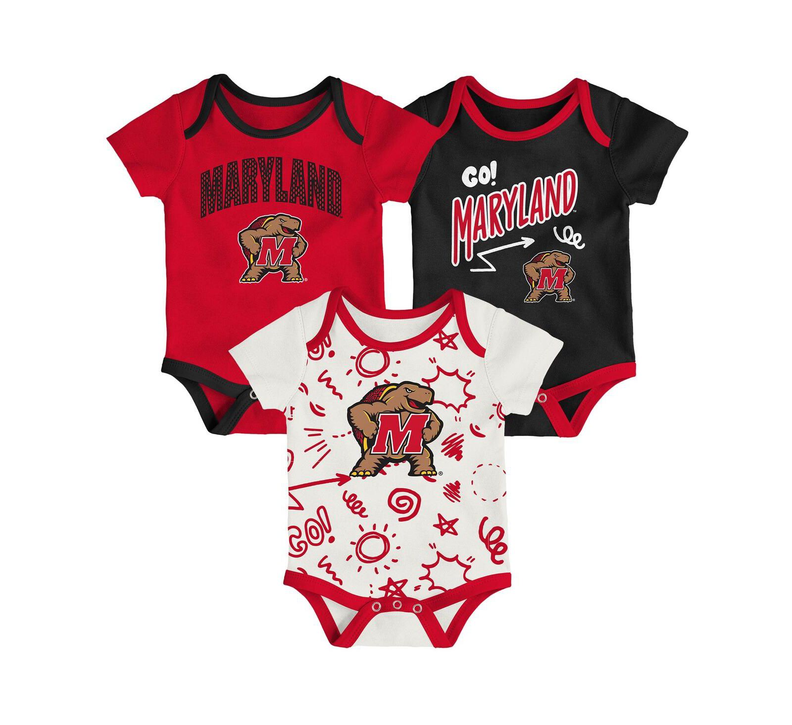 Outerstuff комплект боди для малышей (мальчиков и девочек), 3 предмета, Maryland Terrapins