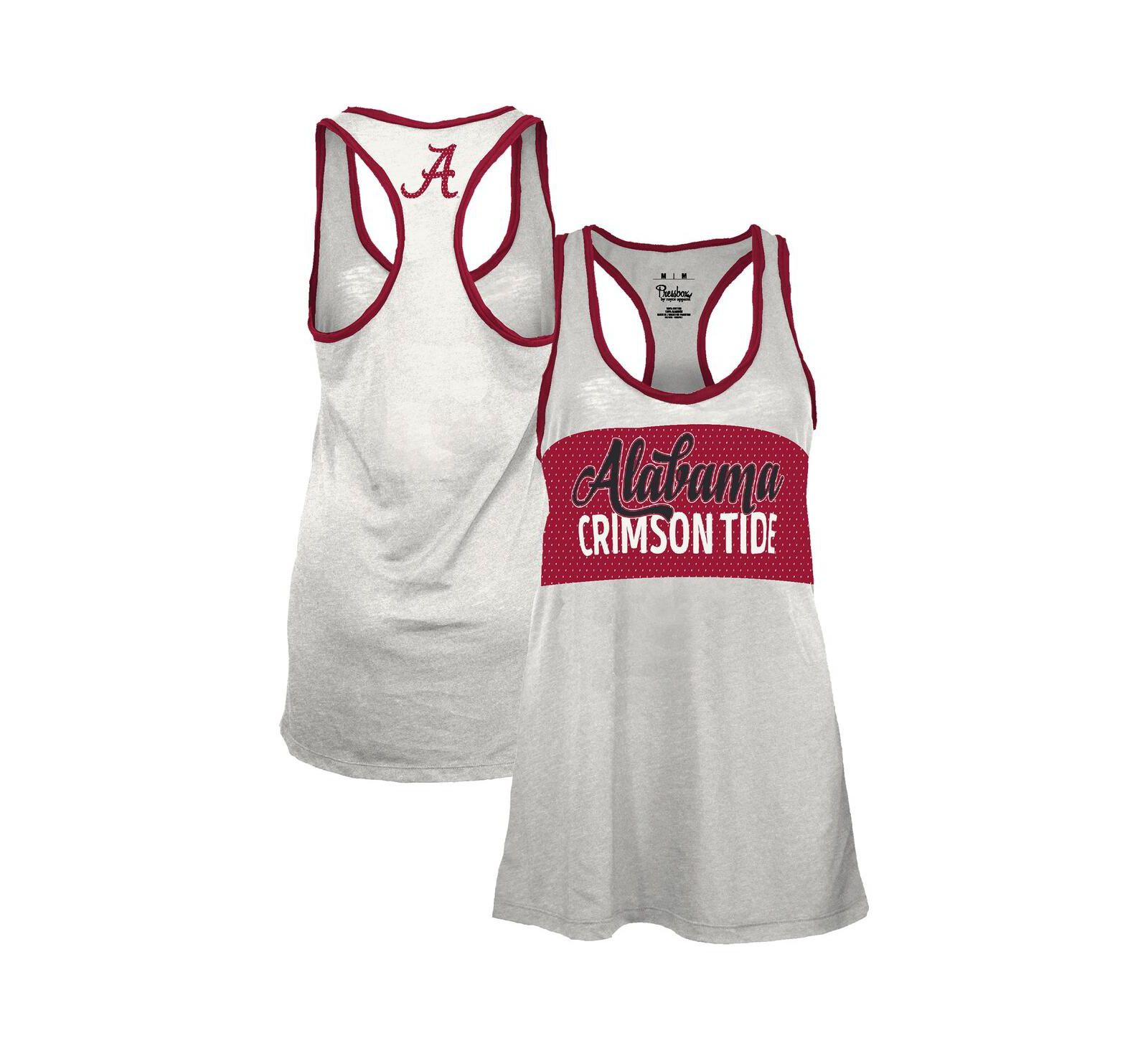 Женский топ Pressbox Alabama Crimson Tide Tracy Racerback Burnout White/Crimson