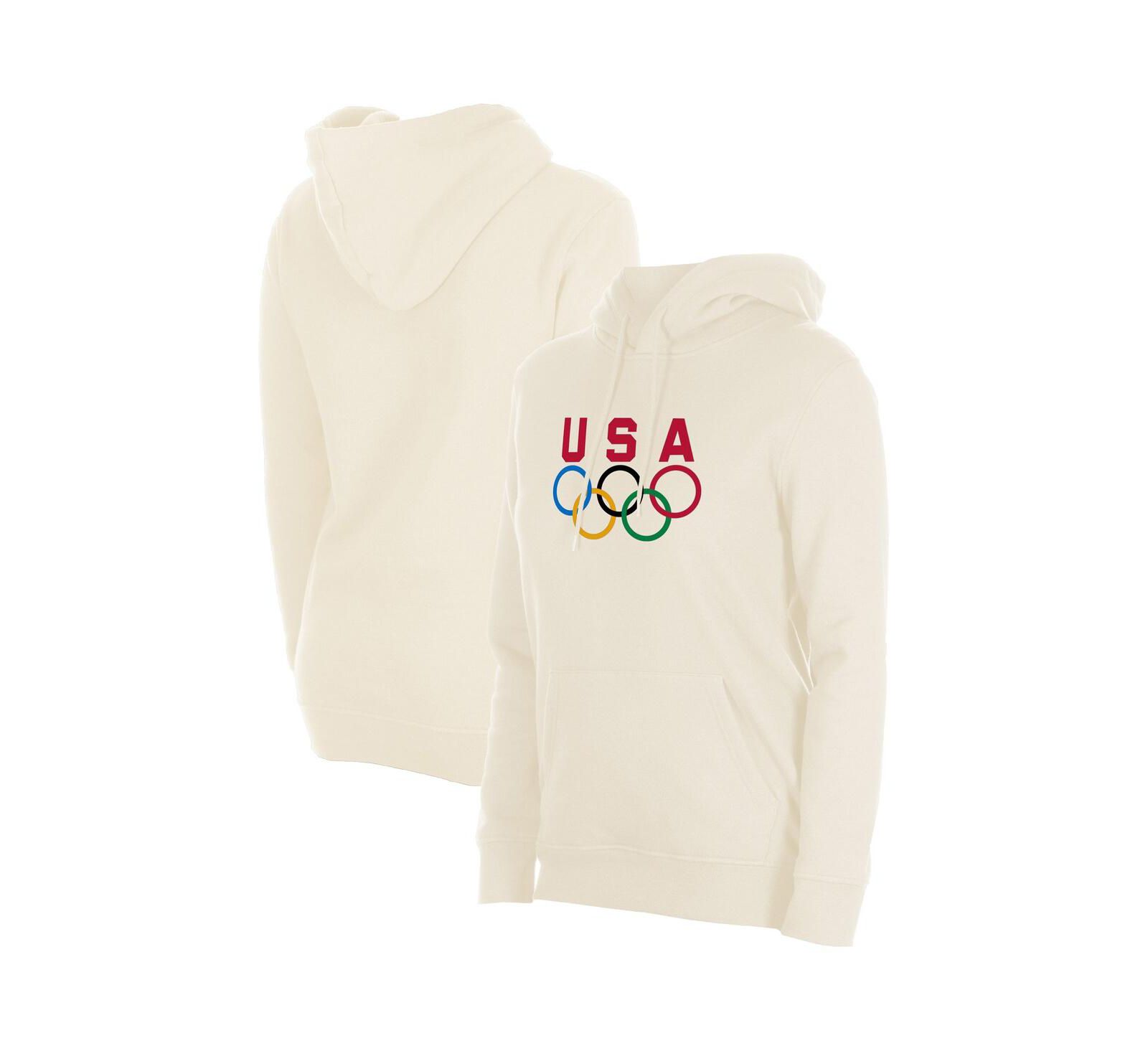New Era Women's Cream Team USA 5 Rings Chrome Pullover Hoodie