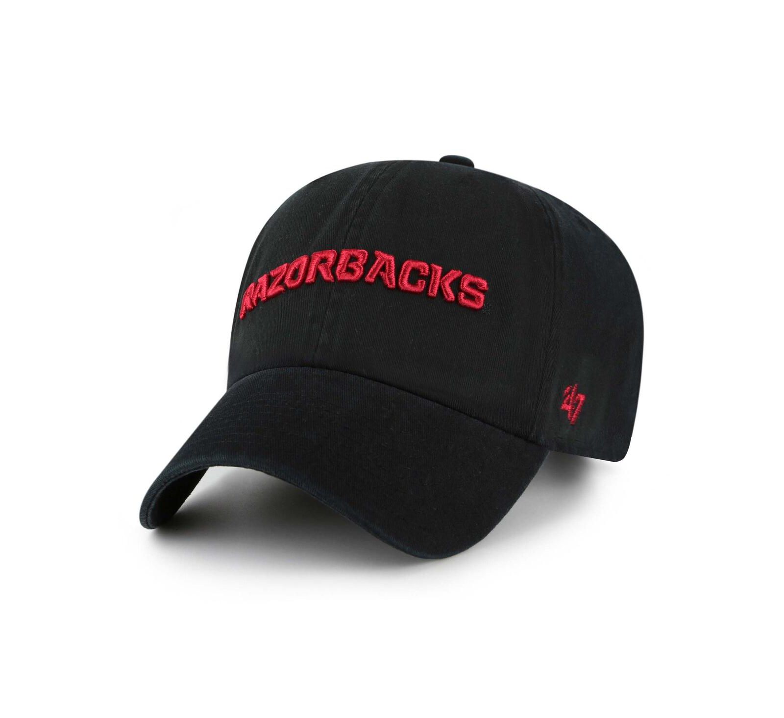 Кепка '47 Brand Men's Black Arkansas Razorbacks Clean Up Adjustable Hat