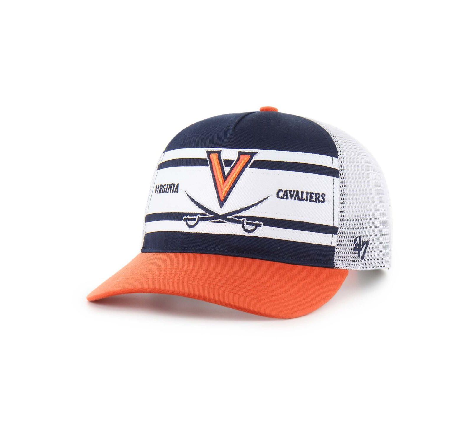'47 Brand Big Boys and Girls Navy/Orange Virginia Cavaliers Super Stripe Hitch Adjustable Trucker Hat