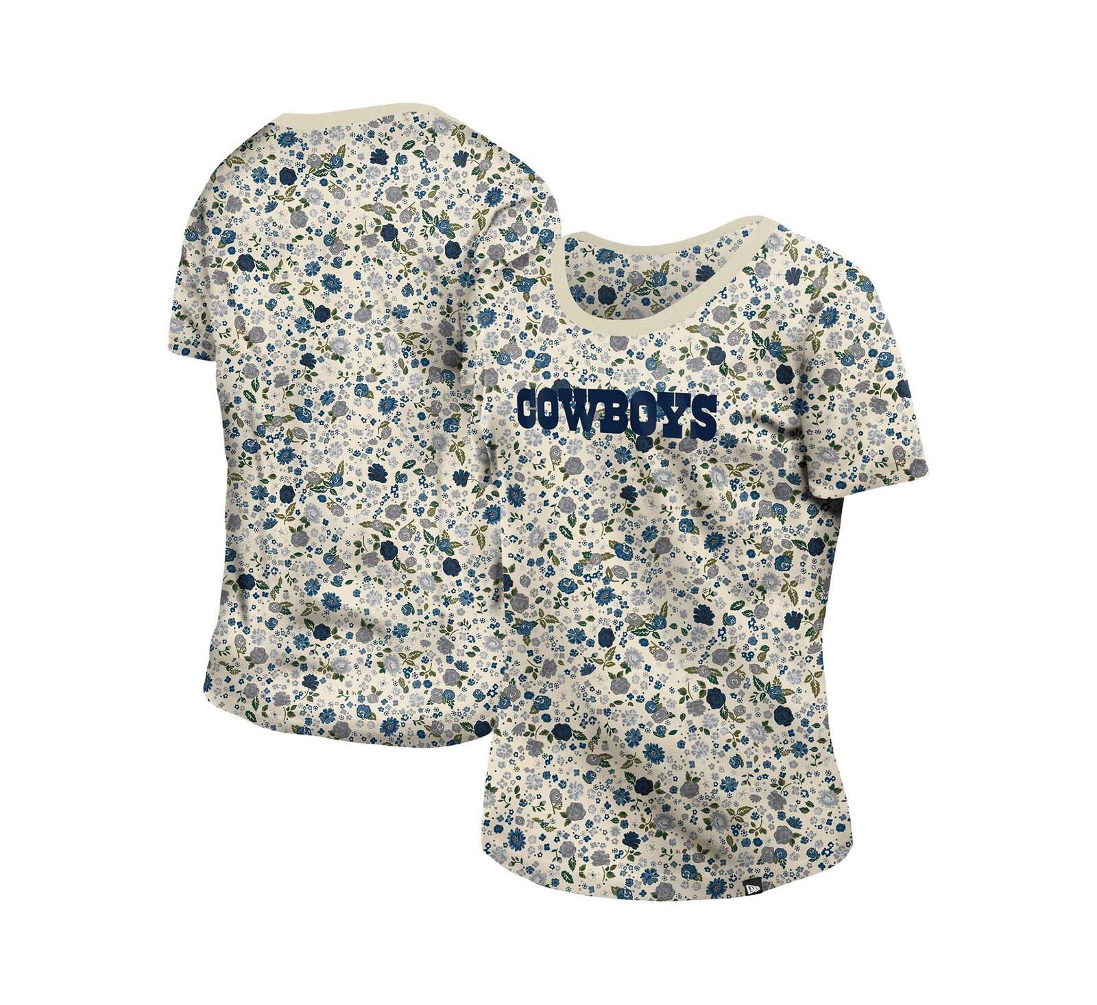 Футболка New Era Women's Cream Dallas Cowboys Glam Game Floral
