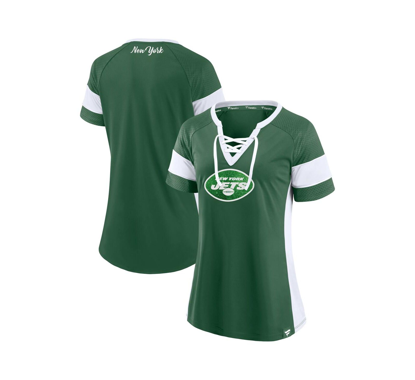 Fanatics Женский темно-зеленый топ Fanatics New York Jets Athena Lace-Up Top