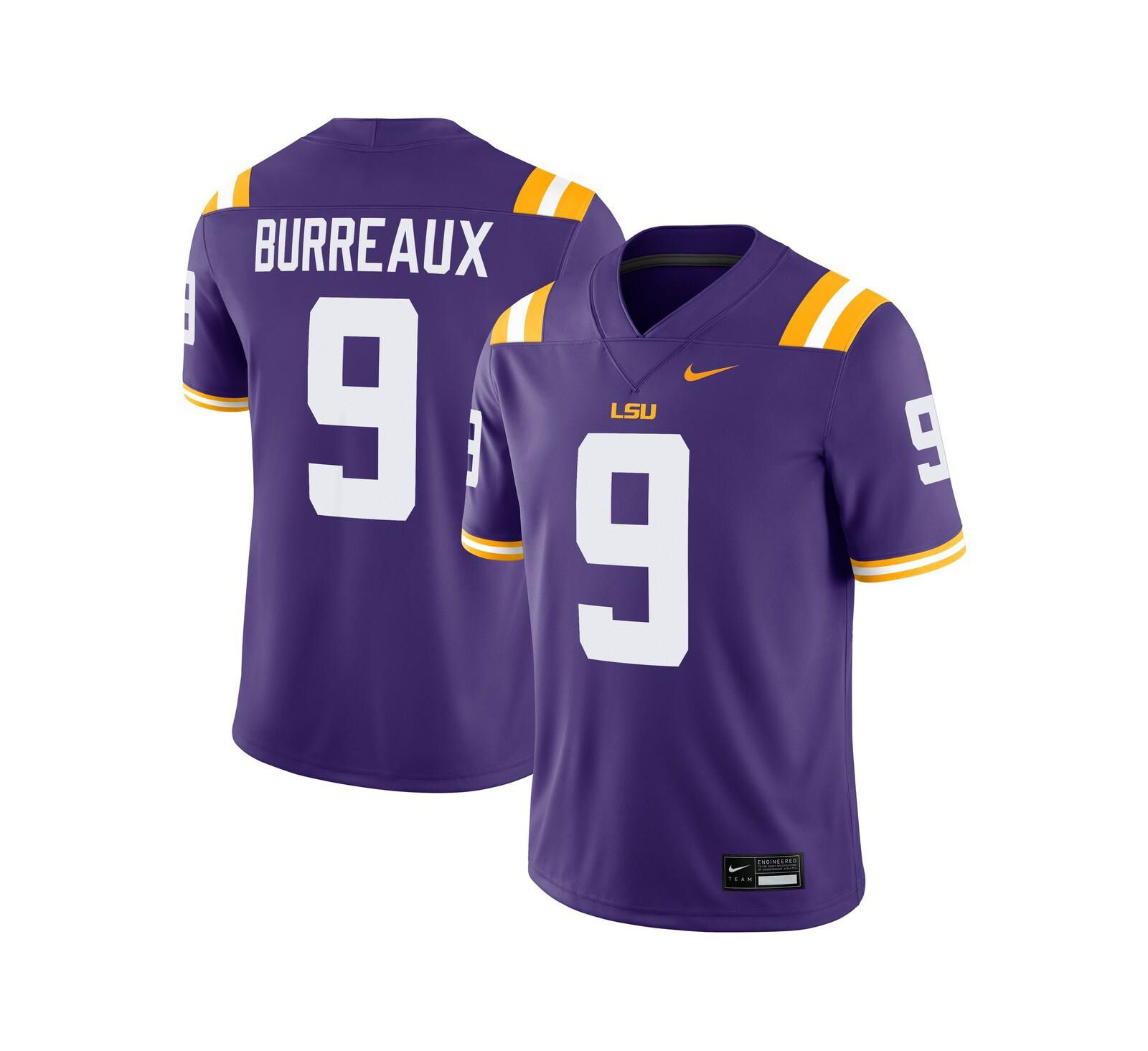 Джерси Nike Men's Joe Burrow Purple LSU Tigers "Burreaux" Nameplate Home Game