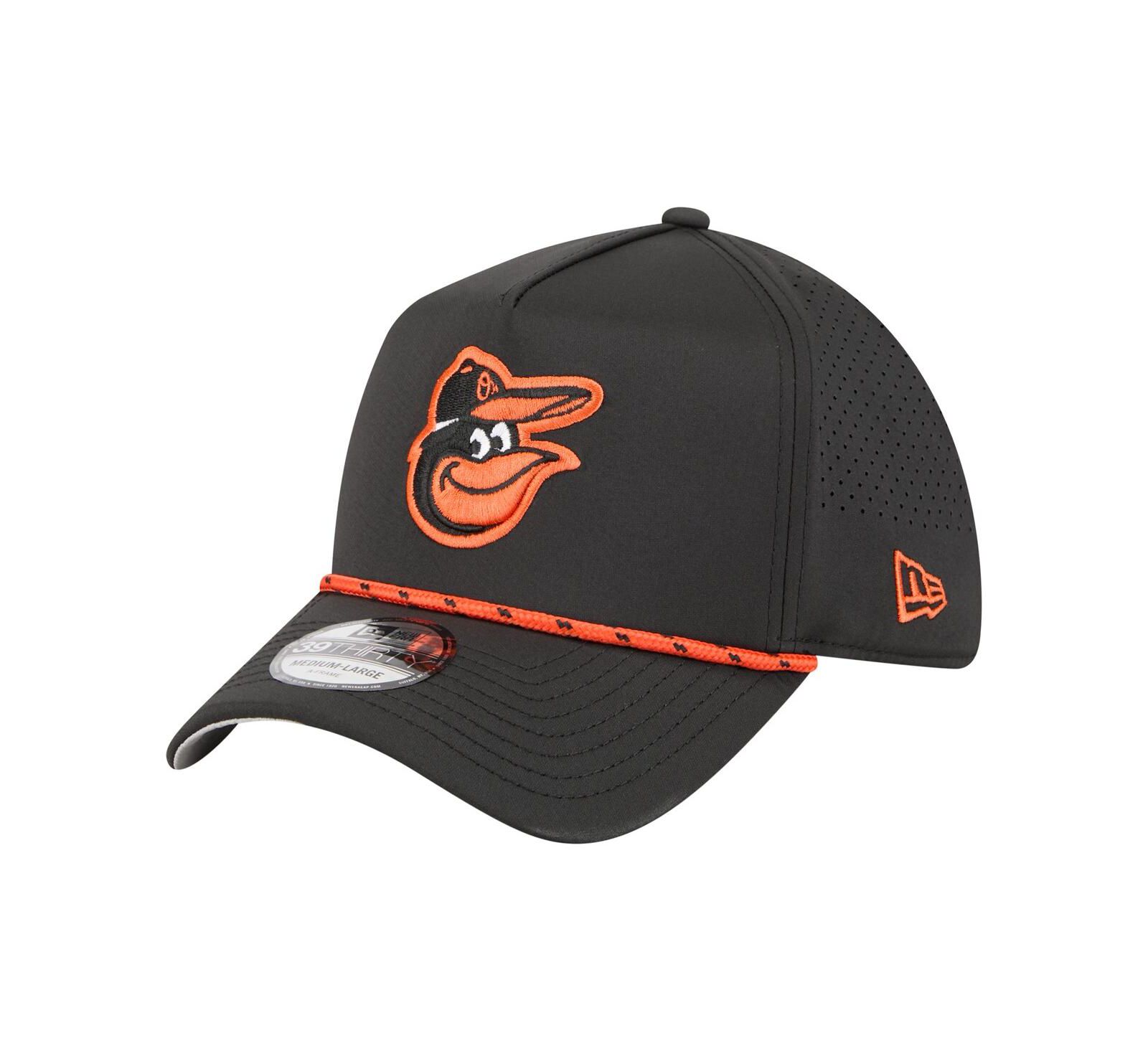 New Era Men's Black Baltimore Orioles 39THIRTY A-Frame Perforated Flex Hat