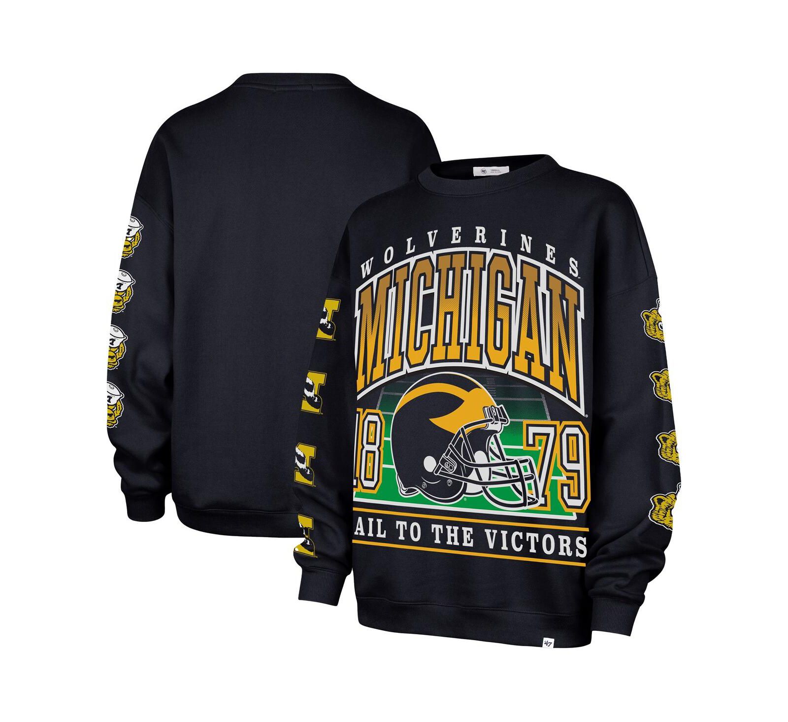 Женская объемная толстовка '47 Brand Navy Michigan Wolverines Go Big Oversized Pullover