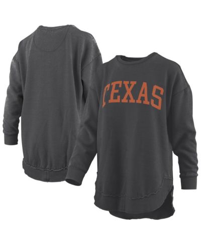 Pressbox Women's Black Texas Longhorns Mélange Poncho Vintage Fleece Long Sleeve Pullover Sweatshirt
