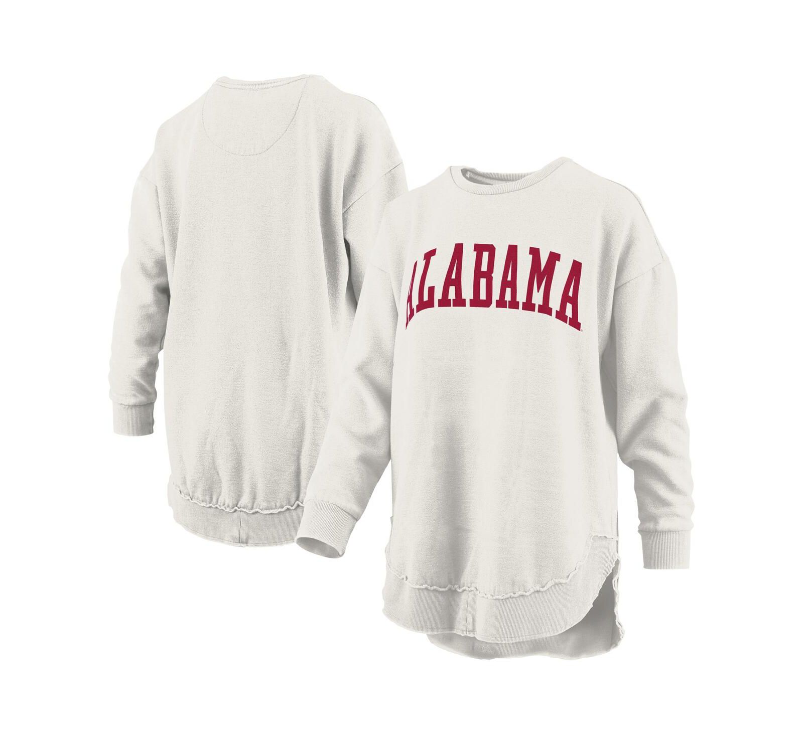 Свитшот Pressbox Women's Oatmeal Alabama Crimson Tide Mélange Poncho Vintage Fleece Long Sleeve Pullover