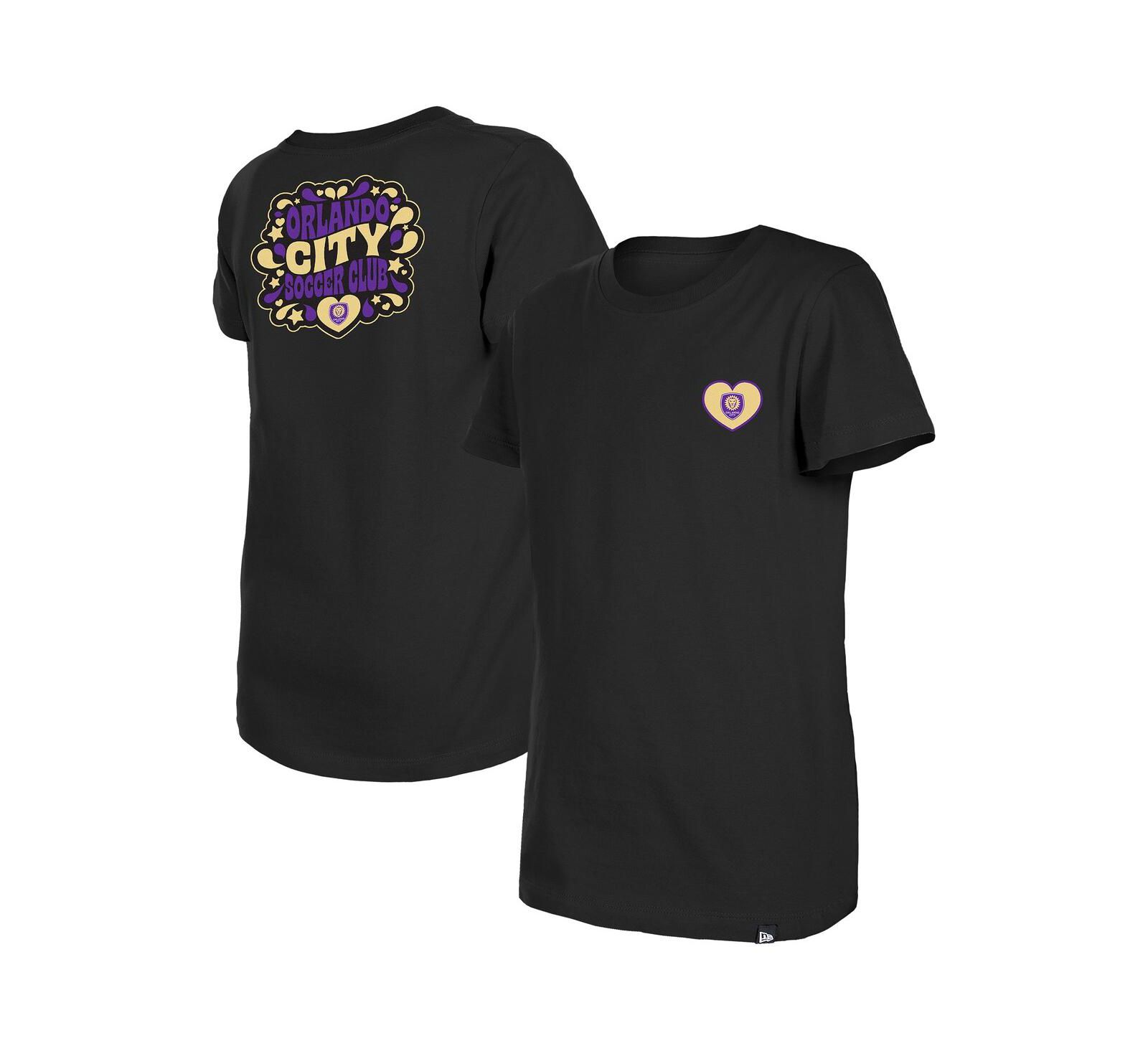 New Era Футболка Black Orlando City SC Bubble Heart для девочек