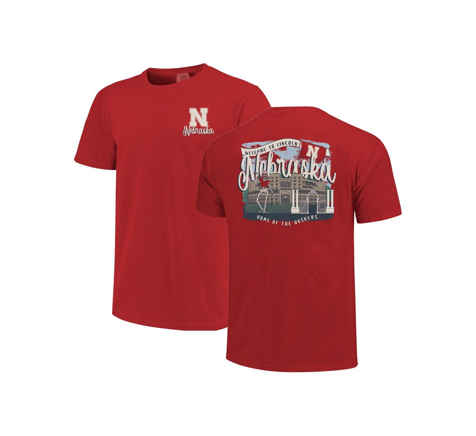 Женская футболка Image One Scarlet Nebraska Huskers Campus Scene Drawing Script