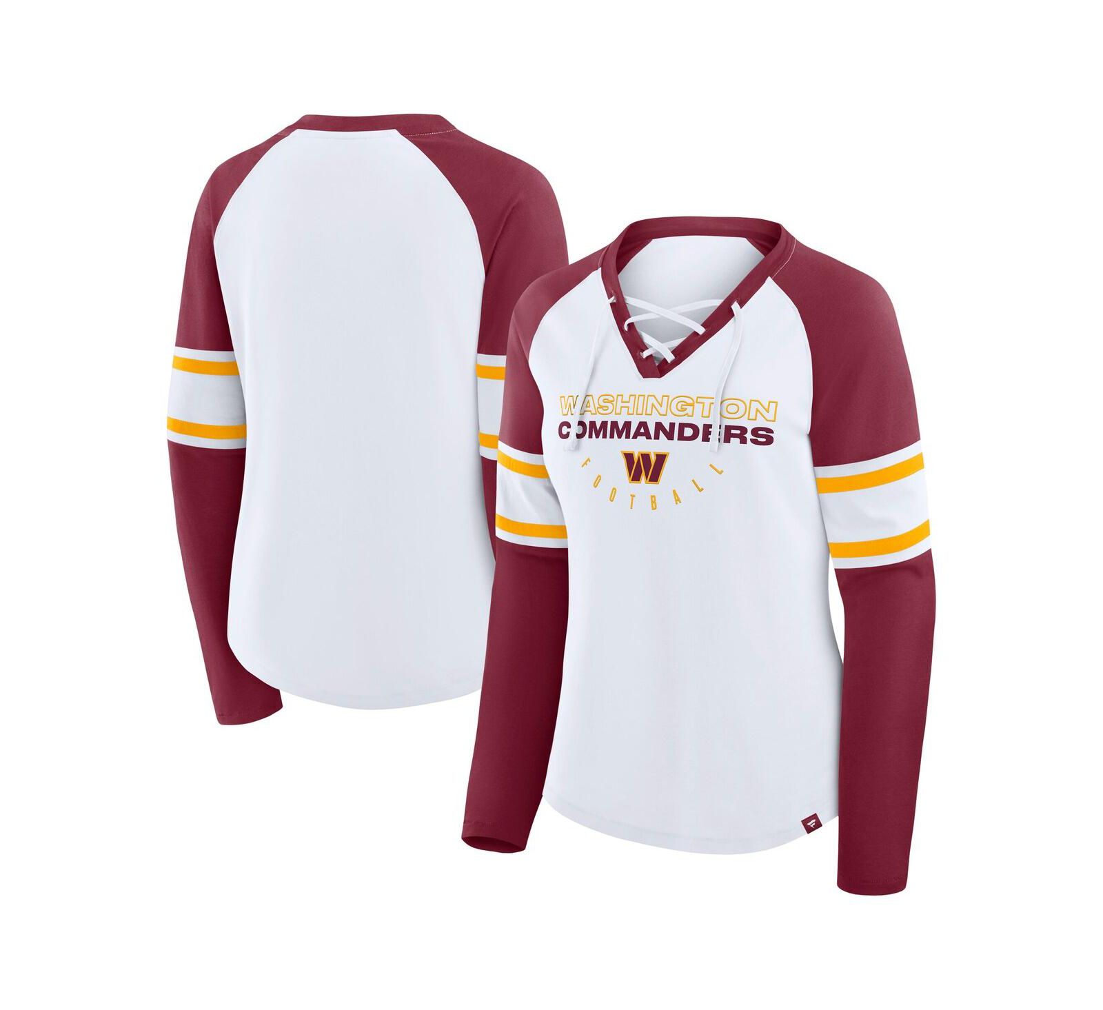Fanatics Women's White Washington Commanders Plus Size Redzone Lace Up Long Sleeve T-Shirt