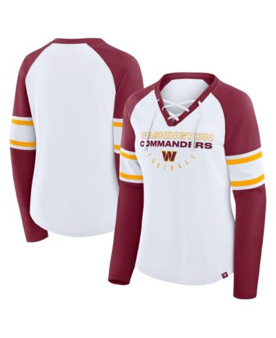 Fanatics Women's White Washington Commanders Plus Size Redzone Lace Up Long Sleeve T-Shirt