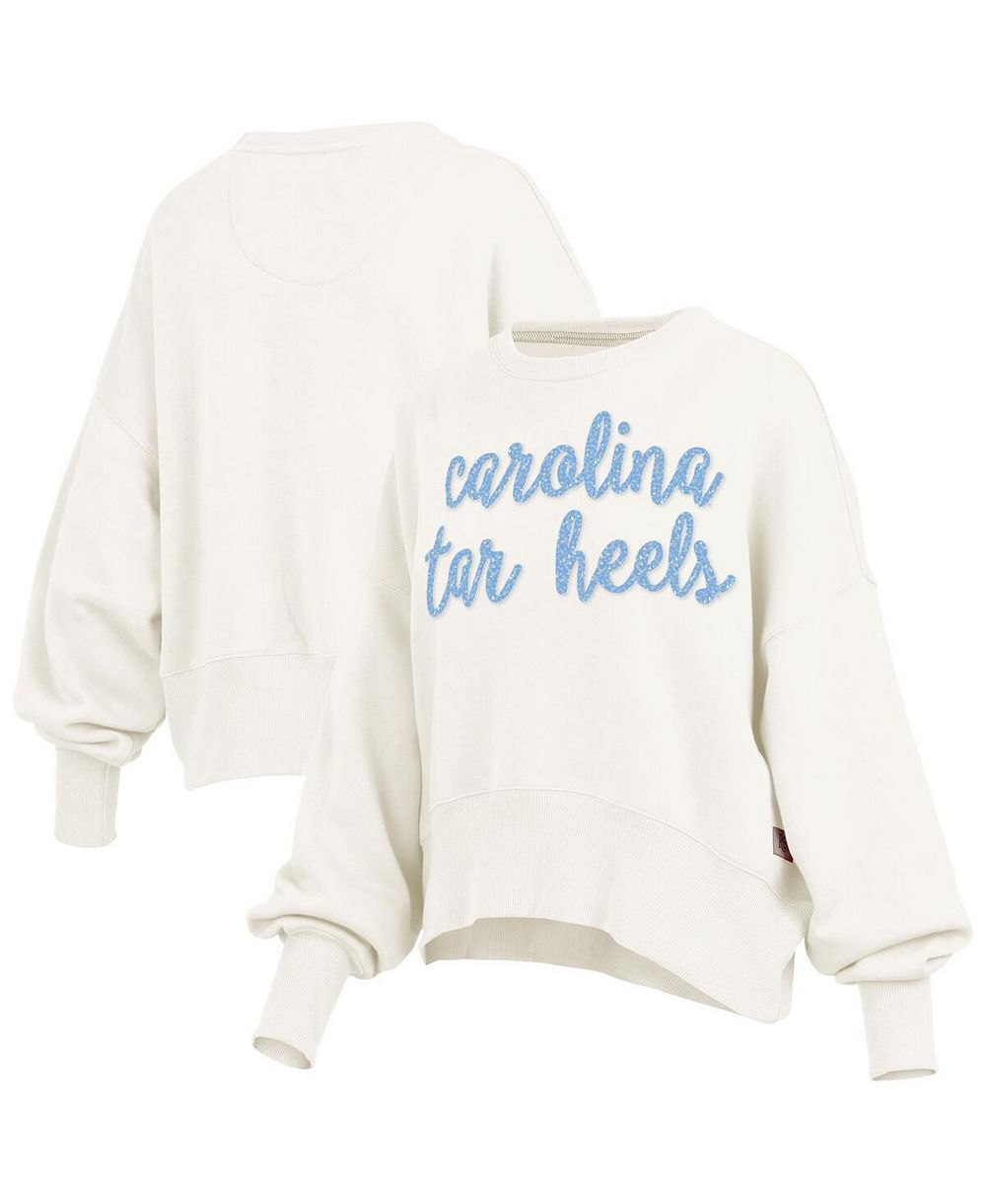 Женское оверсайз худи Pressbox Cream North Carolina Tar Heels Chelsea Waist Length Pullover Sweatshirt