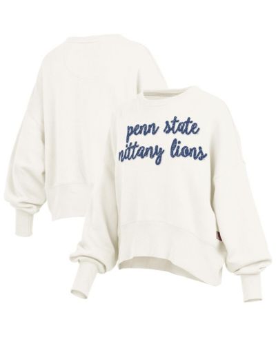 Pressbox Women's Cream Penn State Nittany Lions Oversized Chelsea Waist Length Pullover Sweatshirt