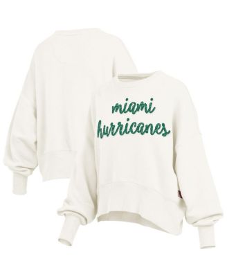 Pressbox Women's Cream Miami Hurricanes Oversized Chelsea Waist Length Pullover Sweatshirt