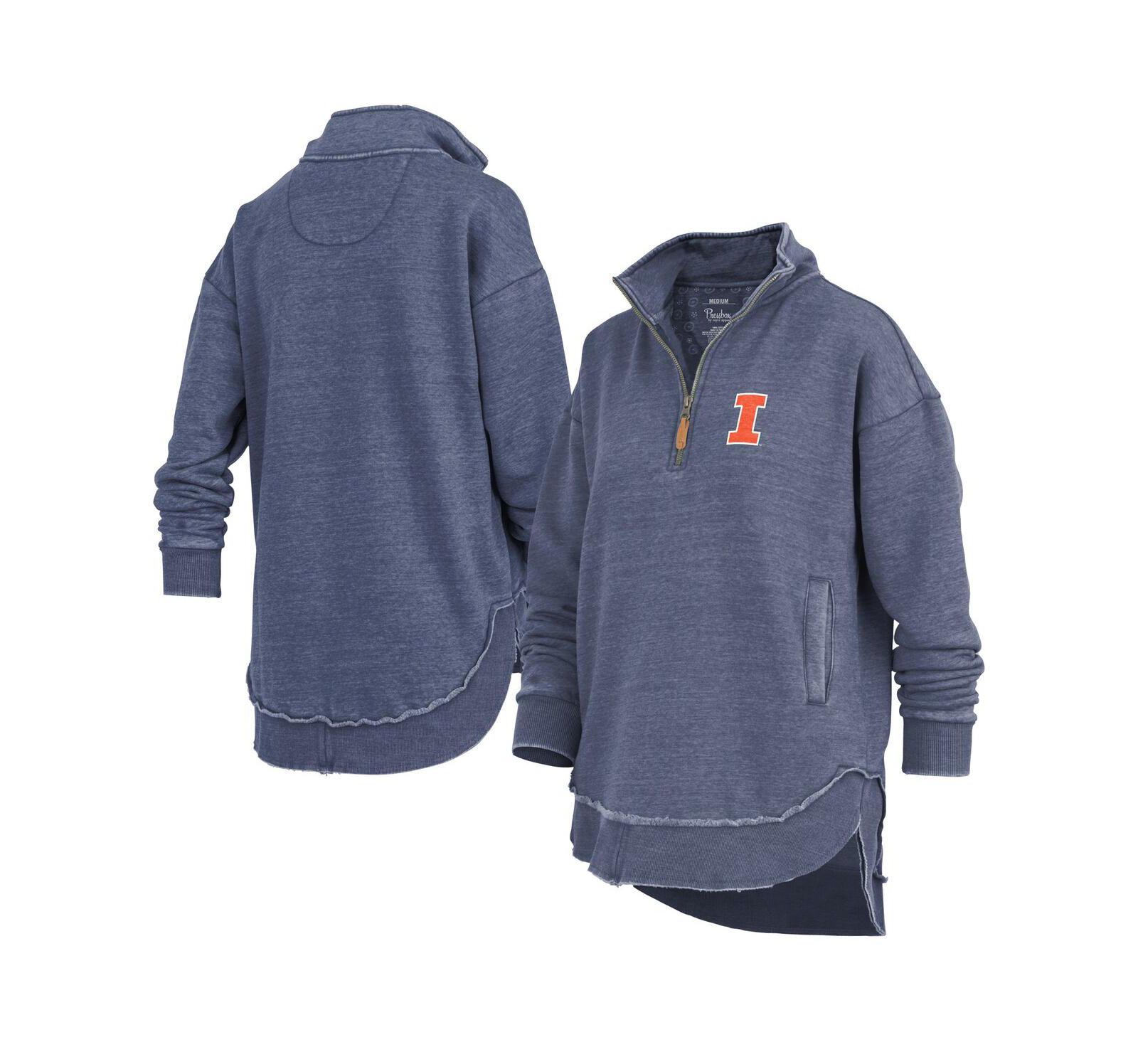 Женская кофта Pressbox Navy Illinois Fighting Illini Northfork Sojourn Poncho Quarter-Zip Sweatshirt