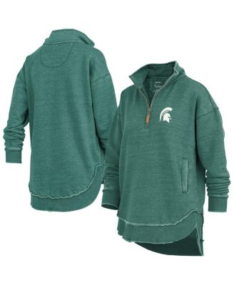 Pressbox Women's Green Michigan State Spartans Northfork Sojourn Poncho Quarter-Zip Sweatshirt