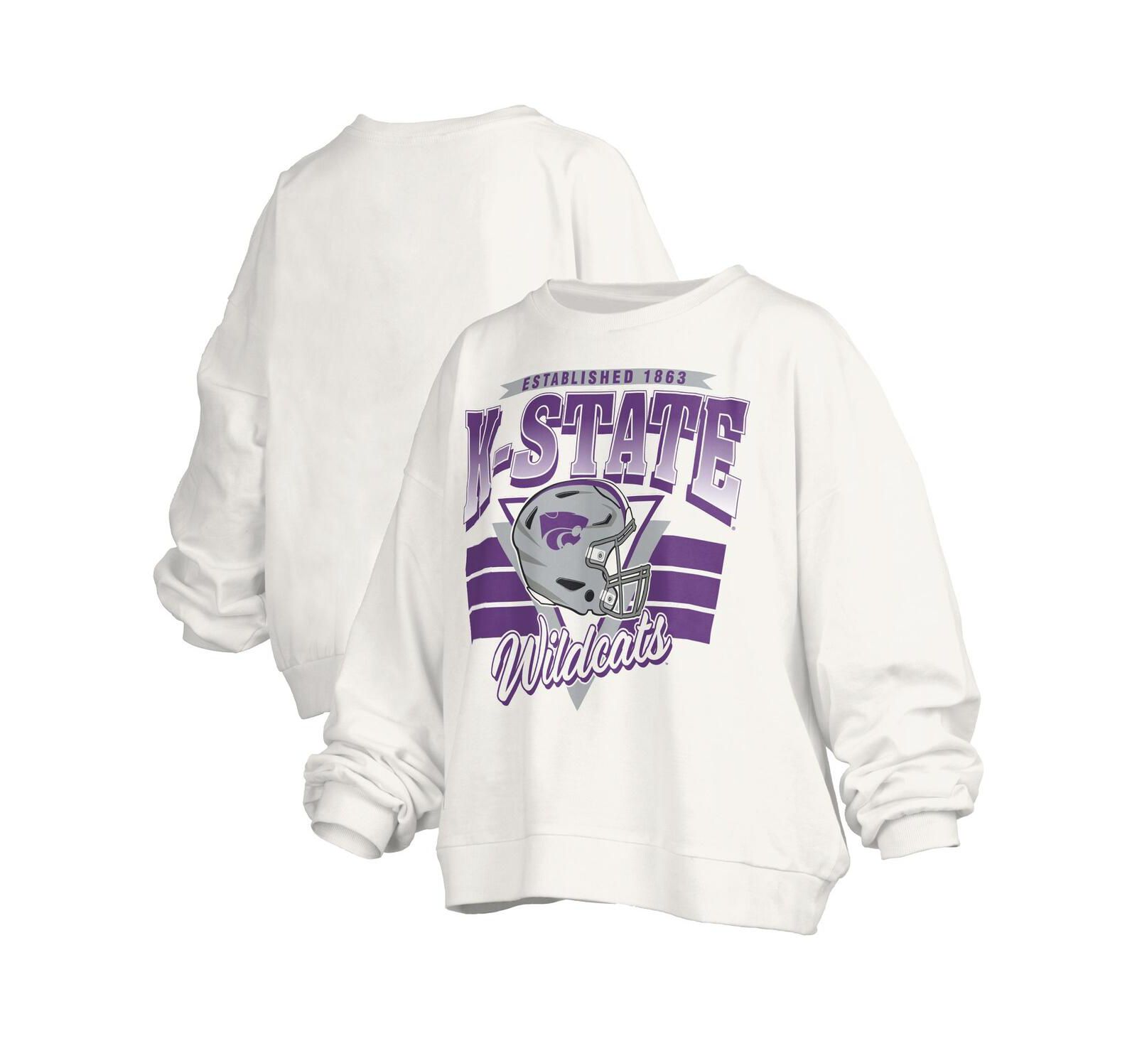 Женское оверсайз свитшот Pressbox Kansas State Wildcats White в ретро стиле