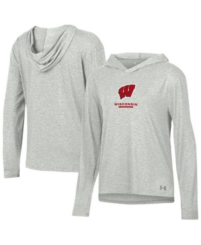 Under Armour Женское трикотажное худи с длинным рукавом Wisconsin Badgers Heather Gray