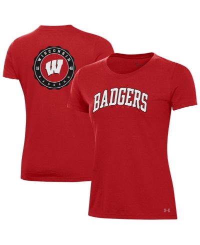 Женская футболка Under Armour Wisconsin Badgers Essentials 2-Hit Performance красного цвета