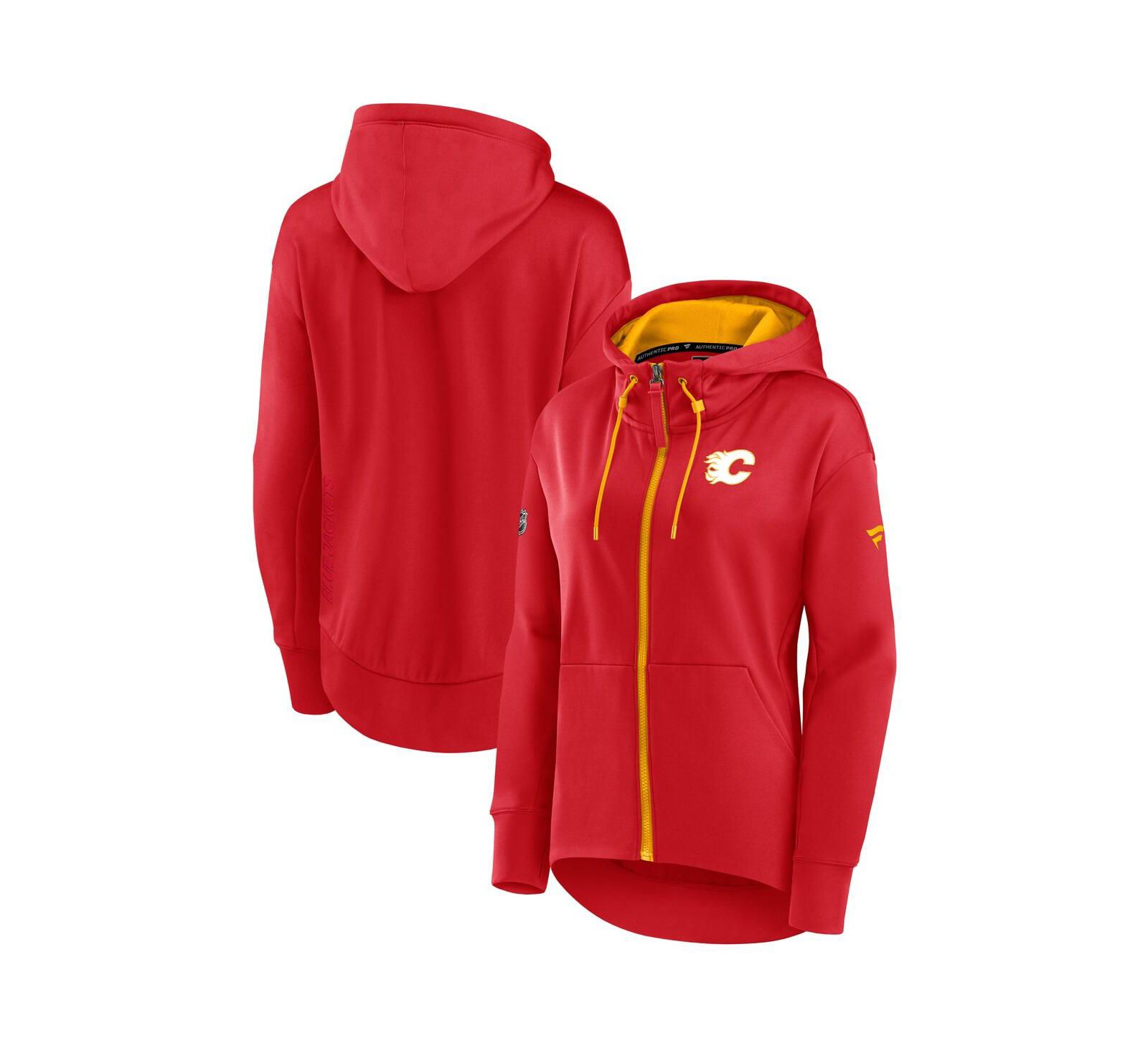 Женское худи Fanatics Red Calgary Flames Authentic Pro Rink Full-Zip