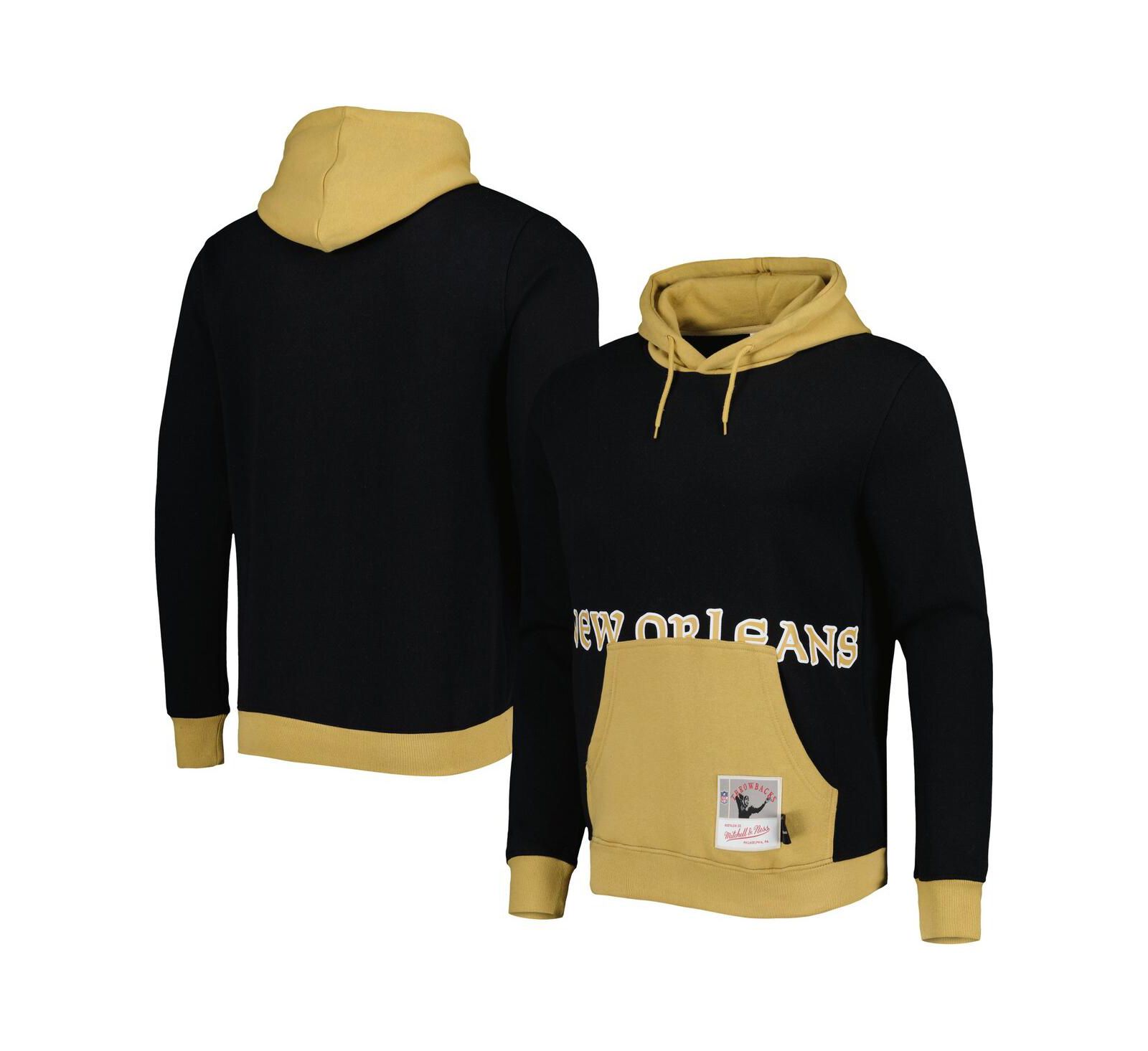 Mitchell & Ness Men's Black New Orleans Saints Big Face 5.0 Pullover Hoodie