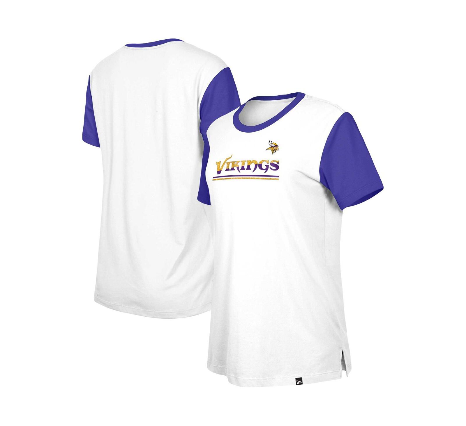 Женская футболка New Era White/Purple Minnesota Vikings Third Down Color Block