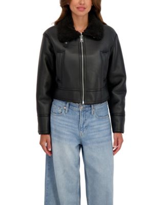 Sebby Collection Women's Cropped Faux Shearling Jacket