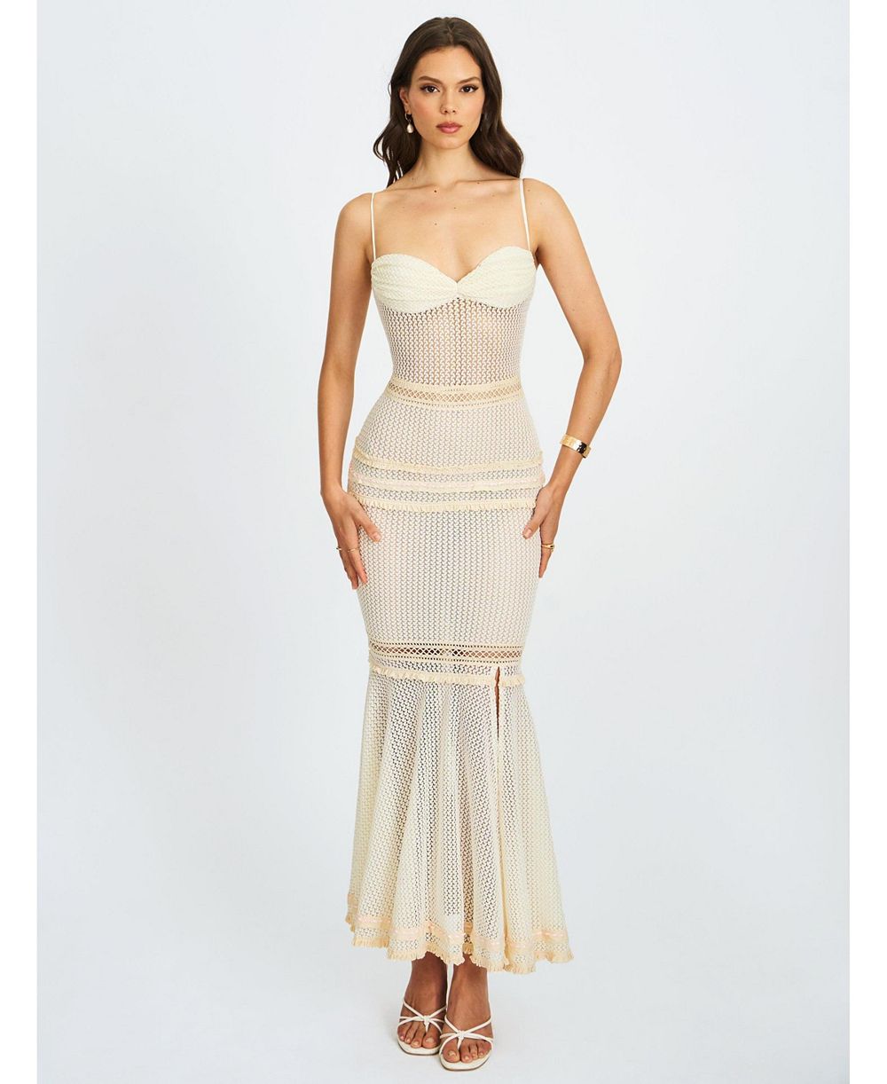 Женское платье-макси Miss Circle Pallas Beige Lace Trim Crochet Mermaid
