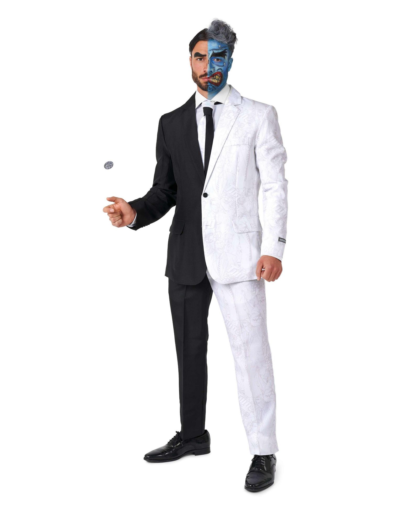 Suitmeister Men's Halloween Costume - Official Two Face - DC Characters Slim Fit Suit - Black and White