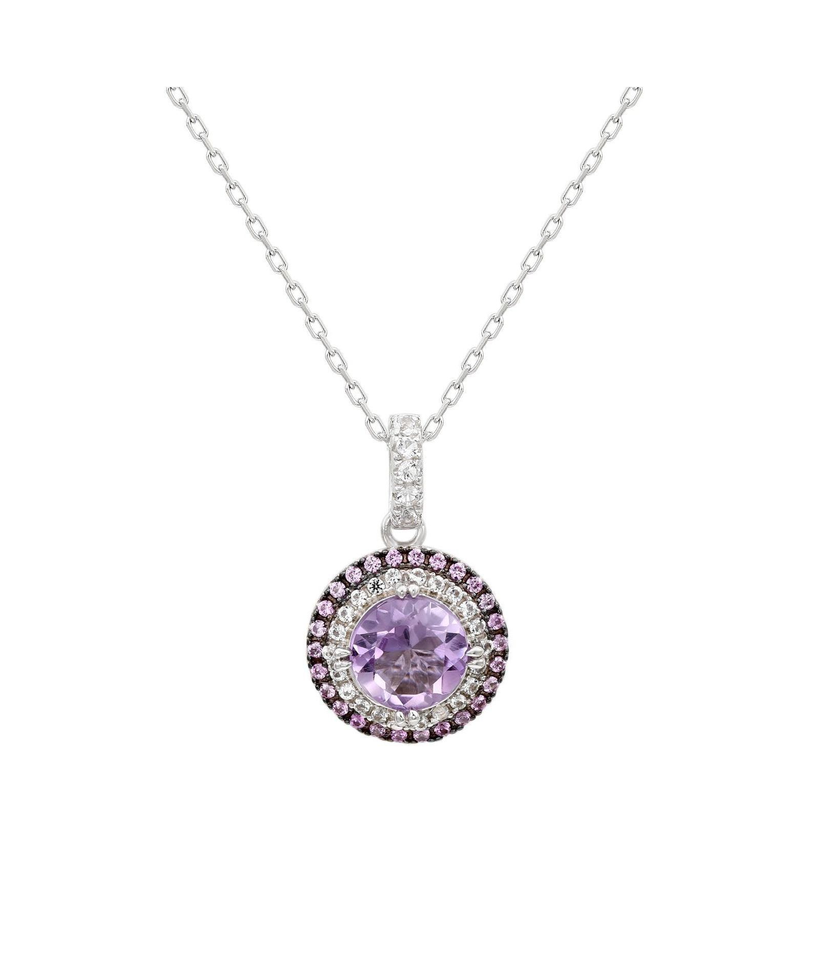 Подвеска Suzy Levian Sterling Round Cut Topaz And Sapphire Double Halo