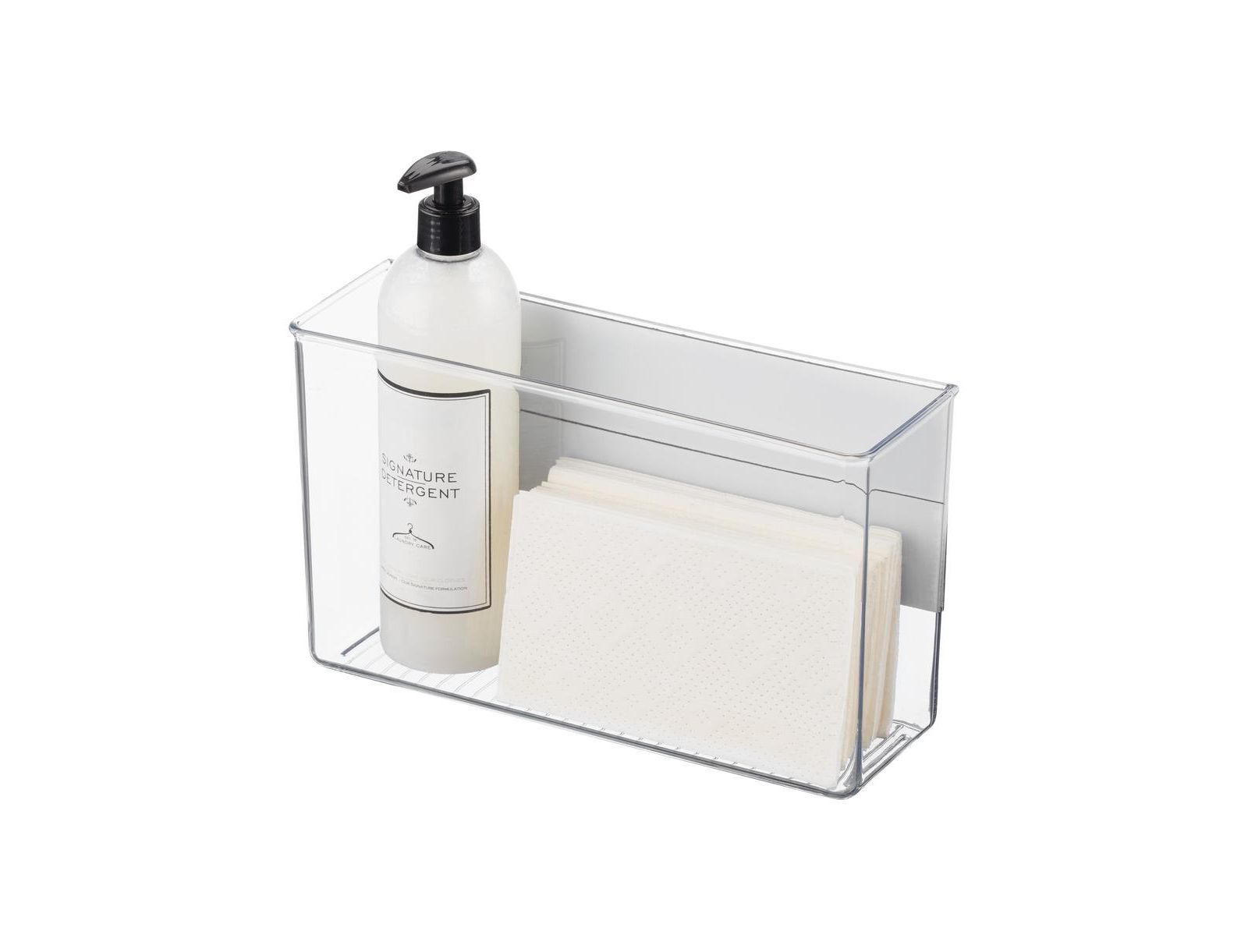 iDesign Recycled Plastic Large Laundry Room Magnetic Storage Bin, Clear