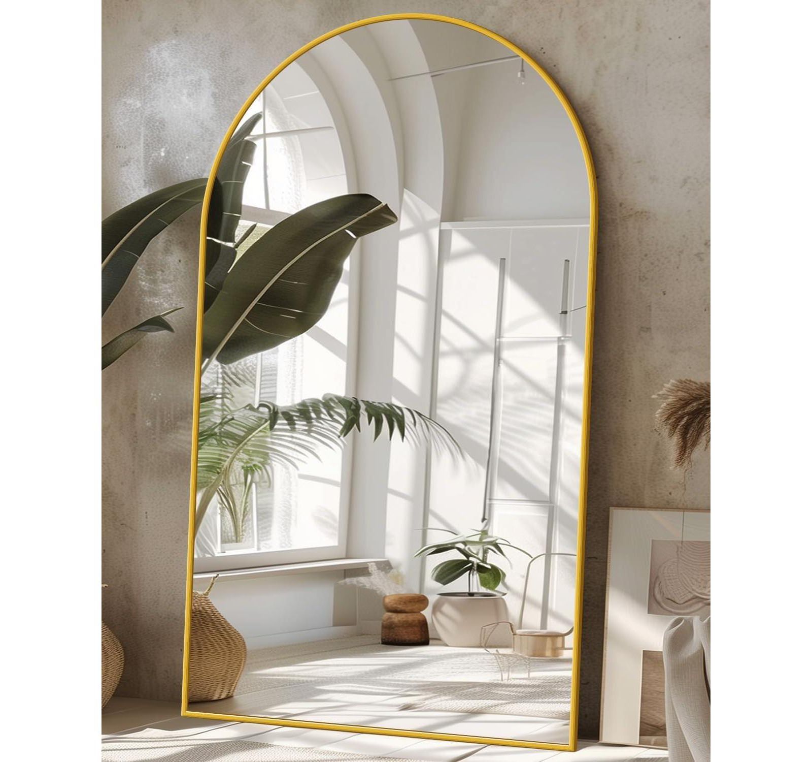 Antok Full Length Mirror, 81"x41" Floor Mirror, Arch Floor Standing Mirror Freestanding for Bedroom, Hanging Mounted for Living Room Cloakroom, Gold