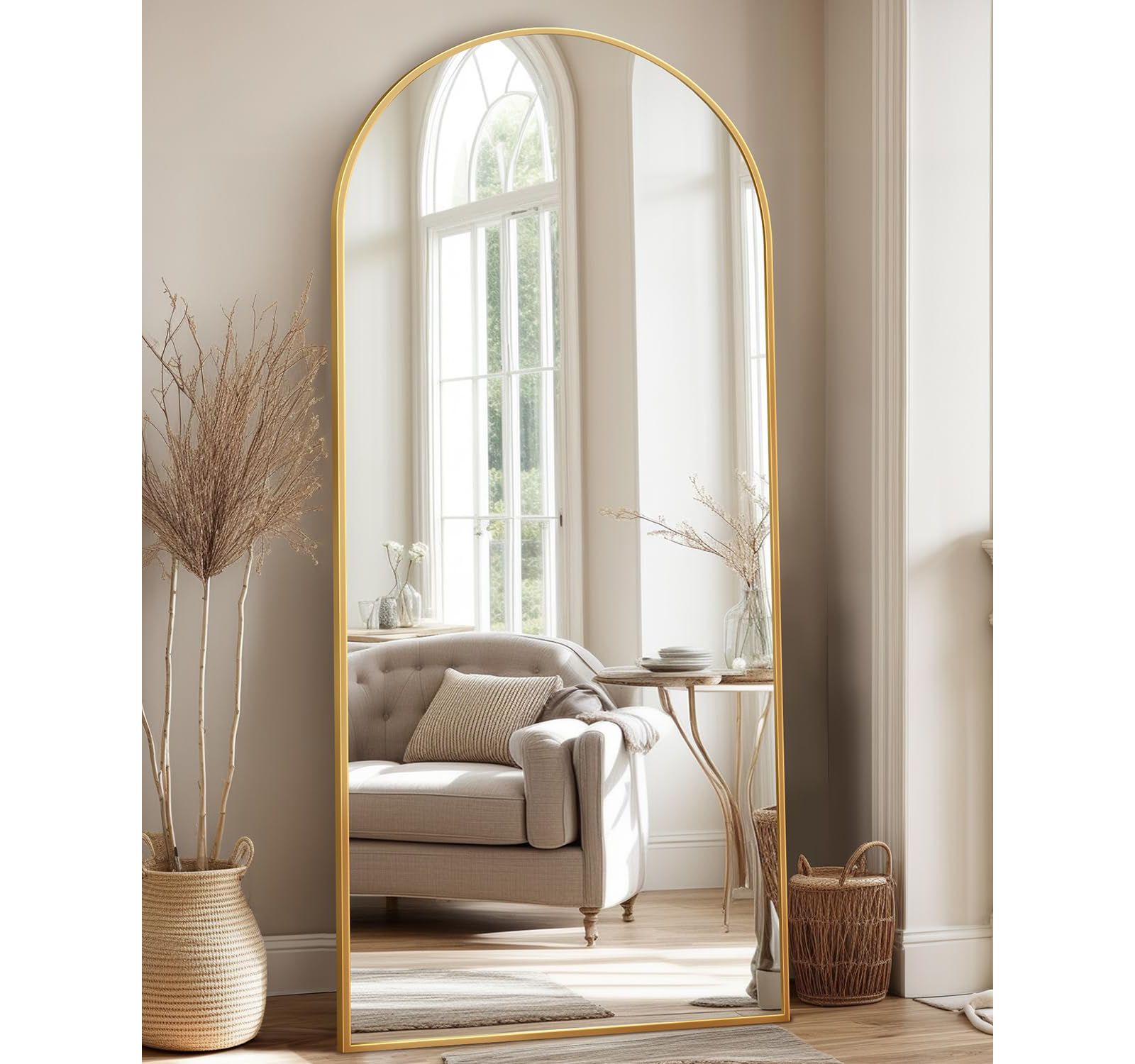 Antok Full Length Mirror, Arch Floor Standing Mirror Freestanding Arch Full Body with Stand for Bedroom, Hanging Mounted for Living Room Cloakroom