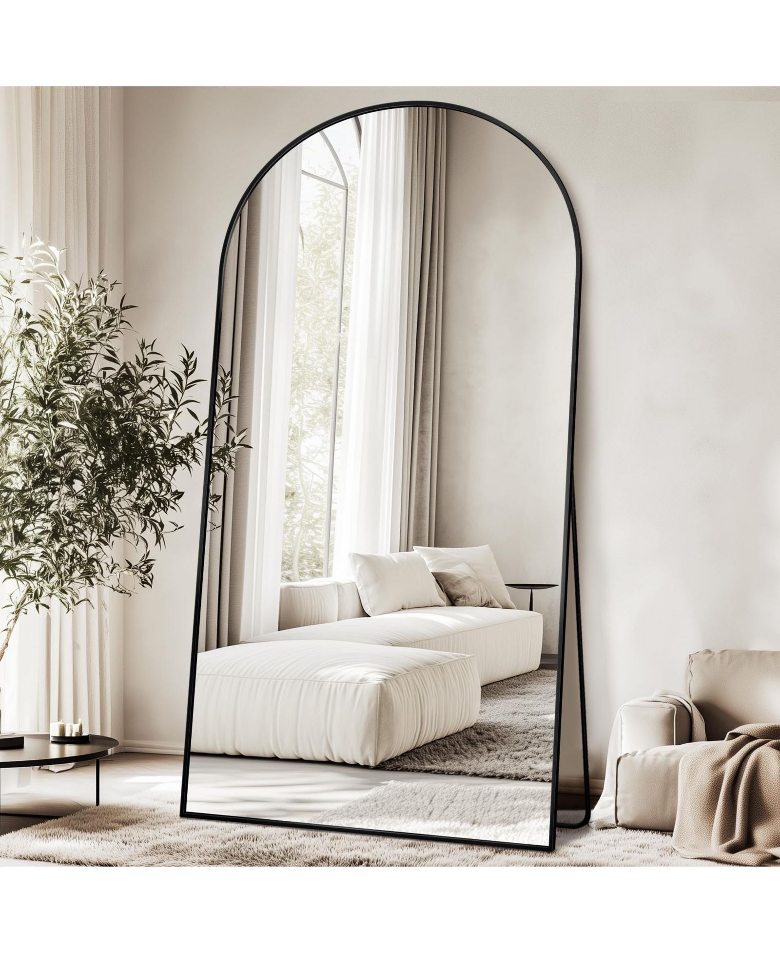 Antok Full Length Mirror,Floor Mirror, Arch Floor Standing Mirror Freestanding Arch Full Body with Stand for Bedroom, Hanging Mounted
