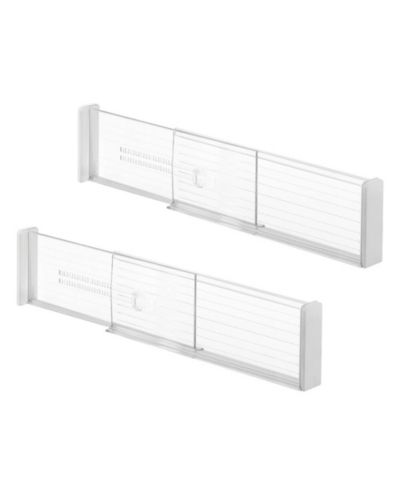 iDesign Expandable Plastic Deep Drawer Dividers - Set of 2 - Clear