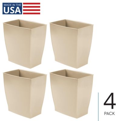 iDesign Rectangular Trash Can, 2.5 Gal. / 9.5 Liter, 4-Pack, Brown, Made in USA
