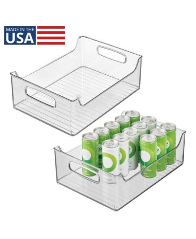 iDesign Plastic Stackable Pantry Bin with Handles, Clear, Made in USA