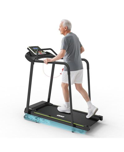 Redliro Senior Treadmill with Long Handrails, 300lbs Capacity, LED Display & Heart Rate Sensor, Safe Walking Treadmill