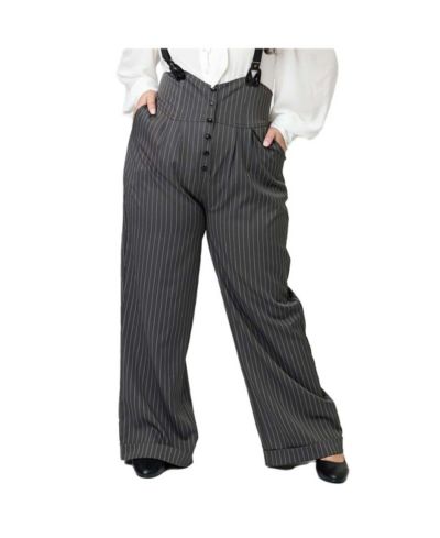 Unique Vintage Женские брюки Plus Size Thelma с высокой талией и подтяжками