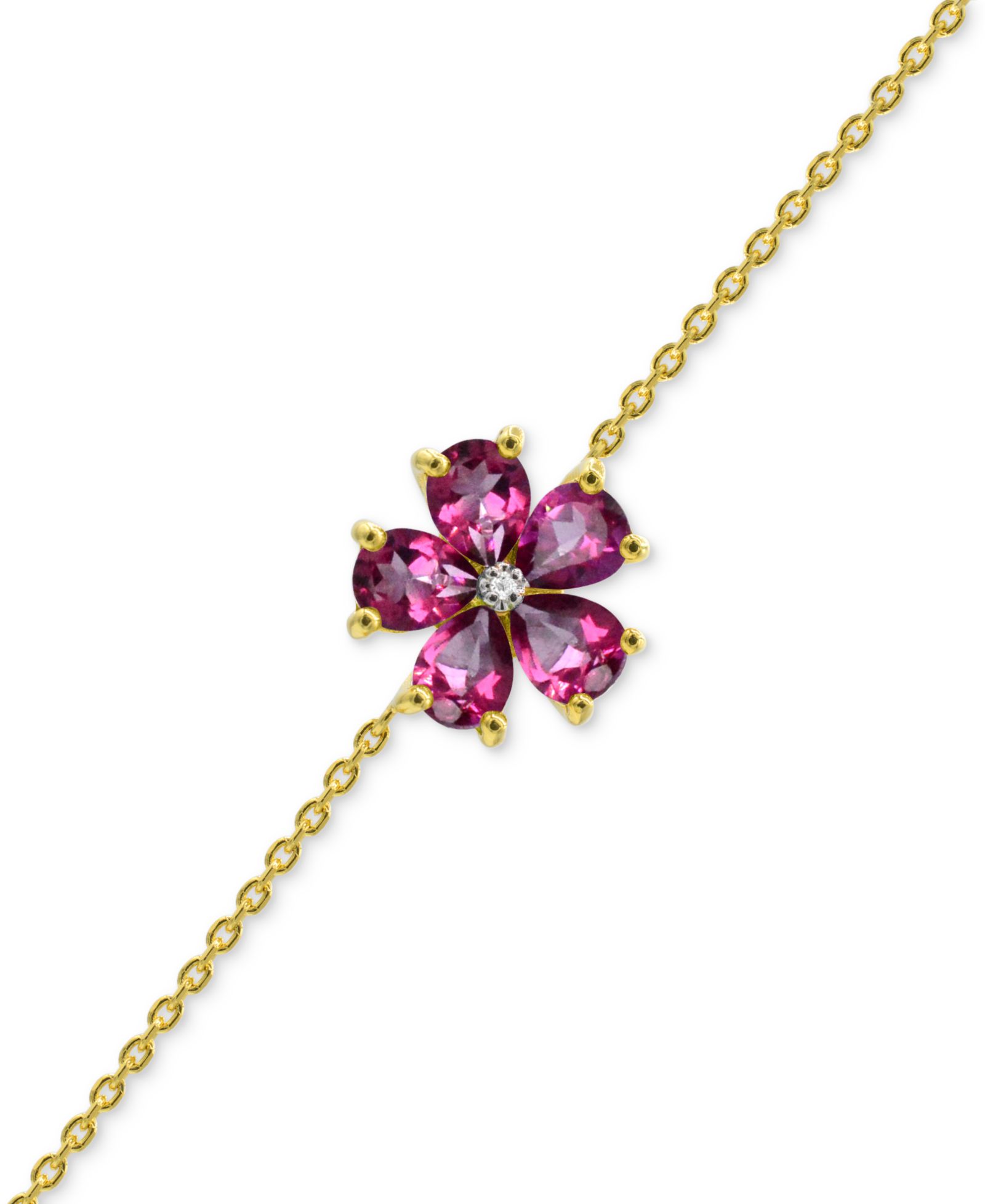 Браслет с многоцветными драгоценными камнями и бриллиантом в 14K Gold-Plated Sterling Silver