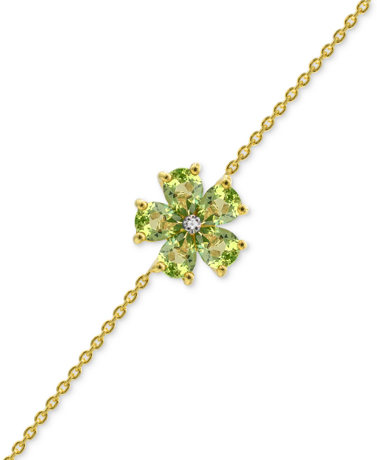 Multi Gemstone with Diamond Accent Flower Statement Bracelet in 14K Gold-Plated Sterling Silver