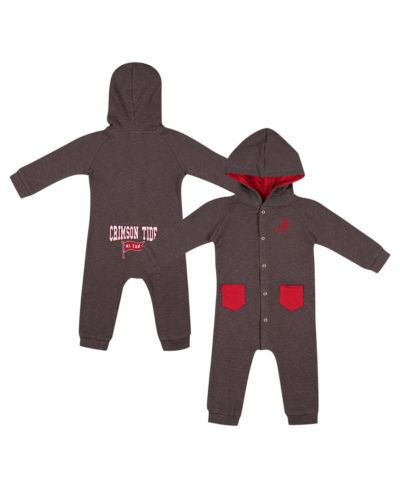 Детский комбинезон Colosseum Baby Boys and Girls Charcoal Alabama Crimson Tide Zando-Zan Waffle Full-Snap Hooded Romper
